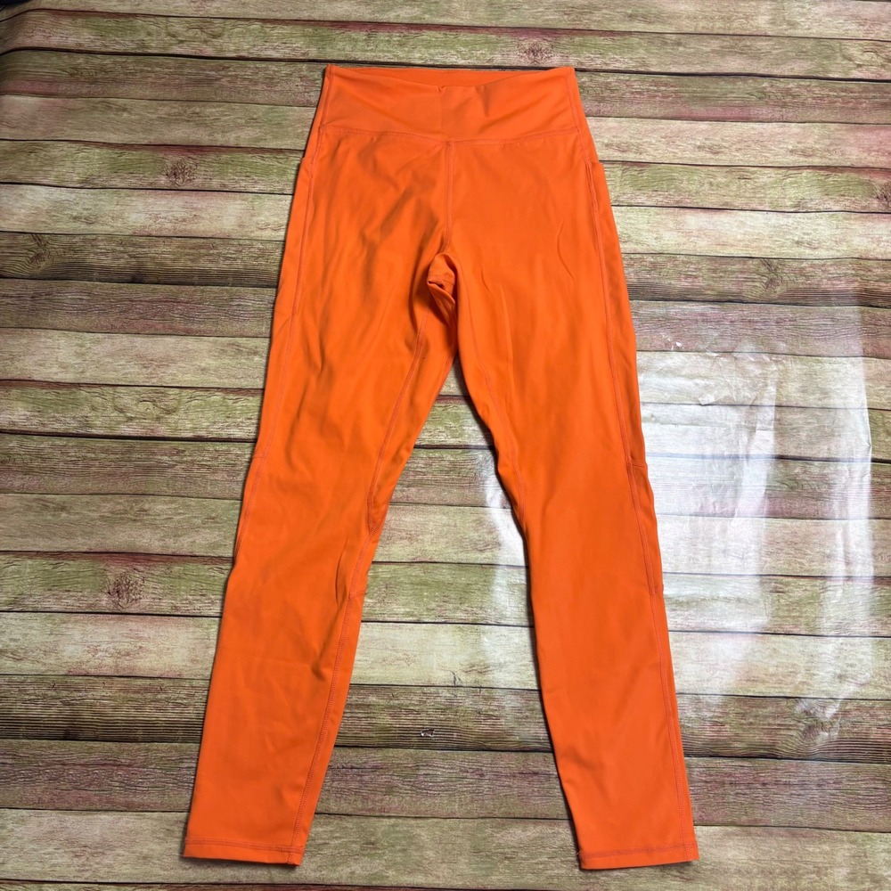 BYLT Premium Basics Womens High Waisted Pocket Leggings Orange Size Medium